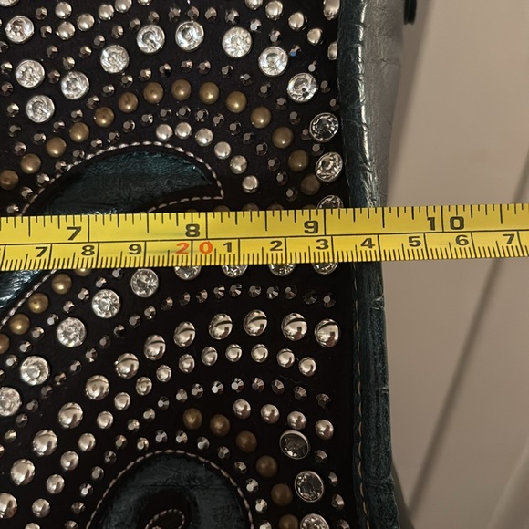 Montana West Blue Satchel with Studded Design - Picture 8 of 9